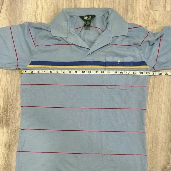 Vintage 80s Sears Tour Collection Cotton Golf Polo Pocket Collared Shirt Size L - Picture 5 of 6